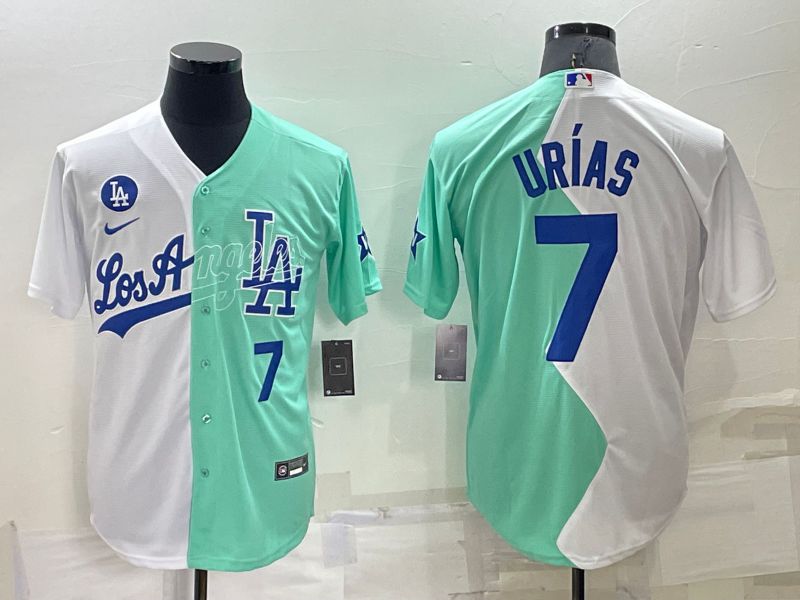 Men Los Angeles Dodgers 7 Urias green white Nike 2022 MLB Jersey1